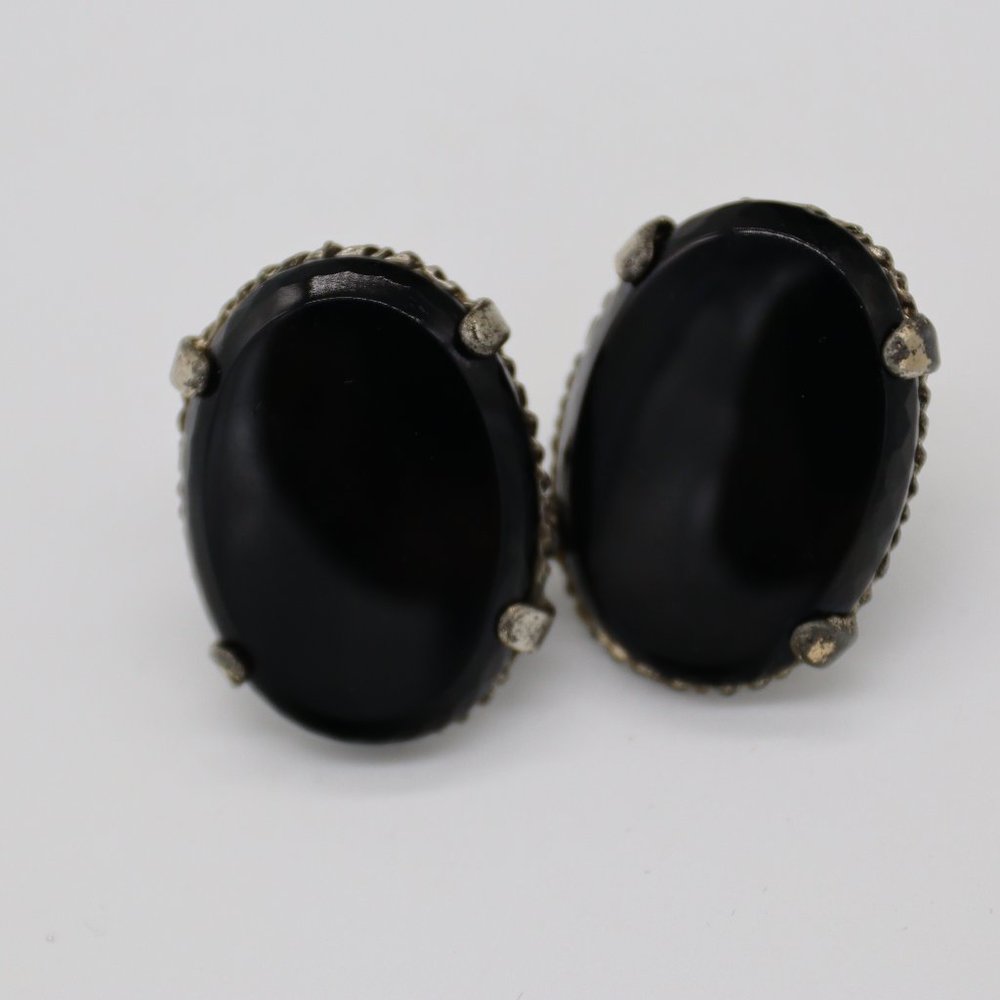 COPY - Vintage Lucite Black Screw Back Earrings